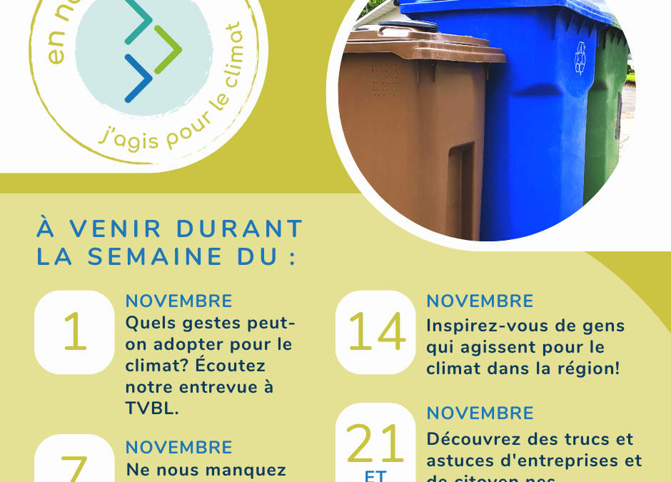 En novembre, j’agis pour le climat : réduire notre empreinte carbone  par une consommation responsable et une meilleure gestion de nos déchets !